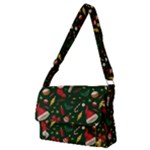 Texture, Pattern, Red, Craciun, Christmas, Hat, Santa, Green Full Print Messenger Bag (M)