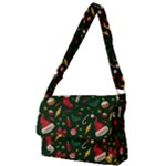 Texture, Pattern, Red, Craciun, Christmas, Hat, Santa, Green Full Print Messenger Bag (L)