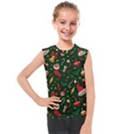 Texture, Pattern, Red, Craciun, Christmas, Hat, Santa, Green Kids  Mesh Tank Top