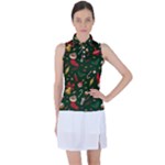 Texture, Pattern, Red, Craciun, Christmas, Hat, Santa, Green Women s Sleeveless Polo T-Shirt