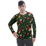 Texture, Pattern, Red, Craciun, Christmas, Hat, Santa, Green Men s Pique Long Sleeve T-Shirt