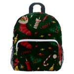 Texture, Pattern, Red, Craciun, Christmas, Hat, Santa, Green Kids  Age 5-10 Lightweight School Backpack with Side Pockets