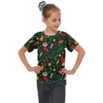 Texture, Pattern, Red, Craciun, Christmas, Hat, Santa, Green Kids  Mesh Piece T-Shirt