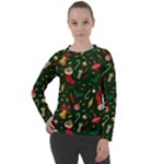 Texture, Pattern, Red, Craciun, Christmas, Hat, Santa, Green Women s Long Sleeve Raglan T-Shirt