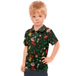 Texture, Pattern, Red, Craciun, Christmas, Hat, Santa, Green Kids  Polo T-Shirt