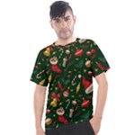 Texture, Pattern, Red, Craciun, Christmas, Hat, Santa, Green Men s Sport Top