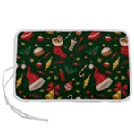 Texture, Pattern, Red, Craciun, Christmas, Hat, Santa, Green Pen Storage Case (S)