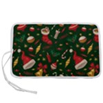 Texture, Pattern, Red, Craciun, Christmas, Hat, Santa, Green Pen Storage Case (L)