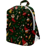 Texture, Pattern, Red, Craciun, Christmas, Hat, Santa, Green Zip Up Backpack