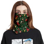 Texture, Pattern, Red, Craciun, Christmas, Hat, Santa, Green Face Covering Bandana (Two Sides)