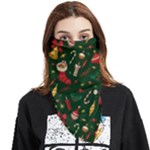 Texture, Pattern, Red, Craciun, Christmas, Hat, Santa, Green Face Covering Bandana (Triangle)