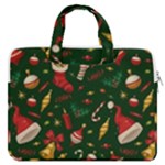 Texture, Pattern, Red, Craciun, Christmas, Hat, Santa, Green MacBook Pro 13  Double Pocket Laptop Bag