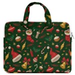 Texture, Pattern, Red, Craciun, Christmas, Hat, Santa, Green MacBook Pro 15  Double Pocket Laptop Bag 