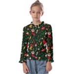 Texture, Pattern, Red, Craciun, Christmas, Hat, Santa, Green Kids  Frill Detail T-Shirt