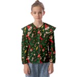 Texture, Pattern, Red, Craciun, Christmas, Hat, Santa, Green Kids  Peter Pan Collar Blouse