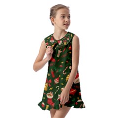 Kids  Pilgrim Collar Ruffle Hem Dress 