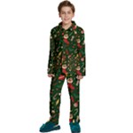 Texture, Pattern, Red, Craciun, Christmas, Hat, Santa, Green Kids  Long Sleeve Velvet Pajamas Set