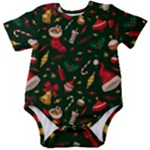 Texture, Pattern, Red, Craciun, Christmas, Hat, Santa, Green Baby Short Sleeve Bodysuit