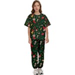 Texture, Pattern, Red, Craciun, Christmas, Hat, Santa, Green Kids  T-Shirt and Pants Sports Set