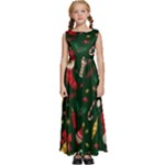 Texture, Pattern, Red, Craciun, Christmas, Hat, Santa, Green Kids  Satin Sleeveless Maxi Dress