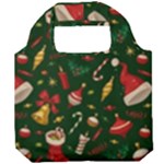 Texture, Pattern, Red, Craciun, Christmas, Hat, Santa, Green Foldable Grocery Recycle Bag