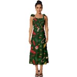 Texture, Pattern, Red, Craciun, Christmas, Hat, Santa, Green Tie-Strap Tiered Midi Chiffon Dress