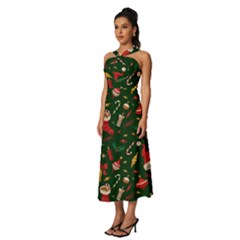 Sleeveless Cross Front Cocktail Midi Chiffon Dress 