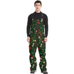 Texture, Pattern, Red, Craciun, Christmas, Hat, Santa, Green Men s Front Zip Ski And Snowboard Bib Pants