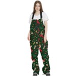 Texture, Pattern, Red, Craciun, Christmas, Hat, Santa, Green Women s Front Zip Ski And Snowboard Bib Pants