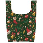 Texture, Pattern, Red, Craciun, Christmas, Hat, Santa, Green Foldable Shopping Bag