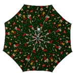 Texture, Pattern, Red, Craciun, Christmas, Hat, Santa, Green Automatic Folding Umbrella with Case (Medium)