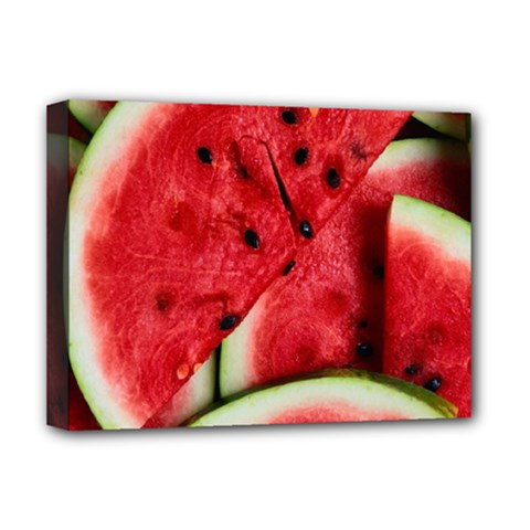 Watermelon, Fruit, Green, Red Deluxe Canvas 16  x 12  (Stretched)  from ArtsNow.com