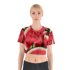 Watermelon, Fruit, Green, Red Cotton Crop Top from ArtsNow.com