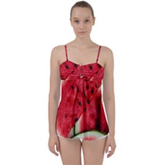 Watermelon, Fruit, Green, Red Babydoll Tankini Top from ArtsNow.com