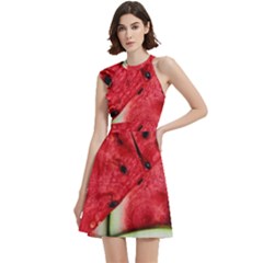 Cocktail Party Halter Sleeveless Dress With Pockets 