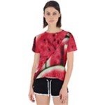 Watermelon, Fruit, Green, Red Open Back Sport T-Shirt