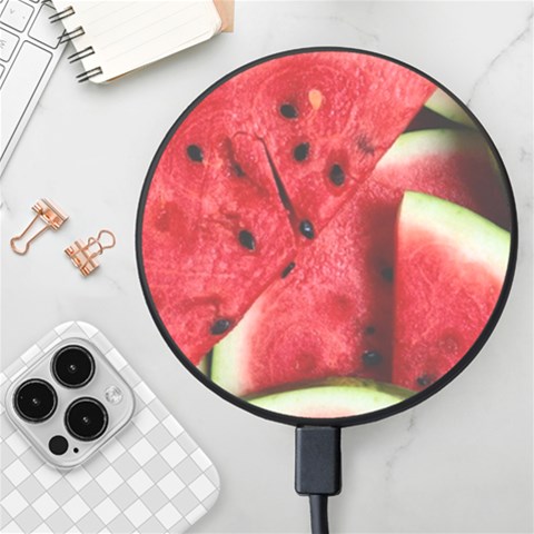 Watermelon, Fruit, Green, Red Wireless Fast Charger(Black) from ArtsNow.com