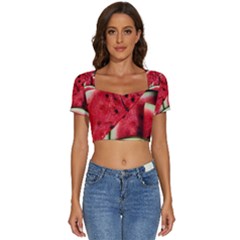 Short Sleeve Square Neckline Crop Top  