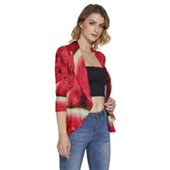 Women s 3/4 Sleeve Ruffle Edge Open Front Jacket 