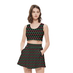 Geometric Abstract Pattern Line Women s Crop Top Pleated Skater Rave Skirt from ArtsNow.com