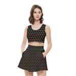 Geometric Abstract Pattern Line Women s Crop Top Pleated Skater Rave Skirt