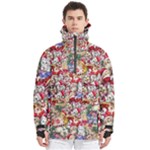 Pattern Kitten Christmas Men s Pullover Zip Ski and Snowboard Waterproof Breathable Jacket