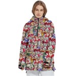 Pattern Kitten Christmas Women s Pullover Zip Ski and Snowboard Waterproof Breathable Jacket