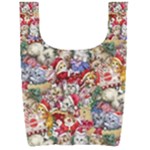 Pattern Kitten Christmas Foldable Shopping Bag