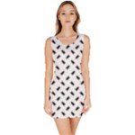 Fly Phot Motif Seamless Black And White Pattern Bodycon Dress