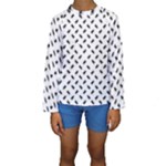 Fly Phot Motif Seamless Black And White Pattern Kids  Long Sleeve Swimwear