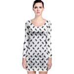 Fly Phot Motif Seamless Black And White Pattern Long Sleeve Bodycon Dress