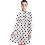 Fly Phot Motif Seamless Black And White Pattern Long Sleeve Chiffon Shirt Dress