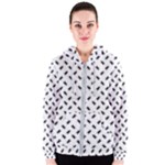 Fly Phot Motif Seamless Black And White Pattern Women s Zipper Hoodie