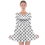 Fly Phot Motif Seamless Black And White Pattern Long Sleeve Skater Dress